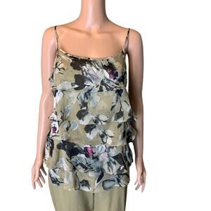 New York & Co Camisole Medium Ruffled Floral Tiered Y2K Fairy Romantic